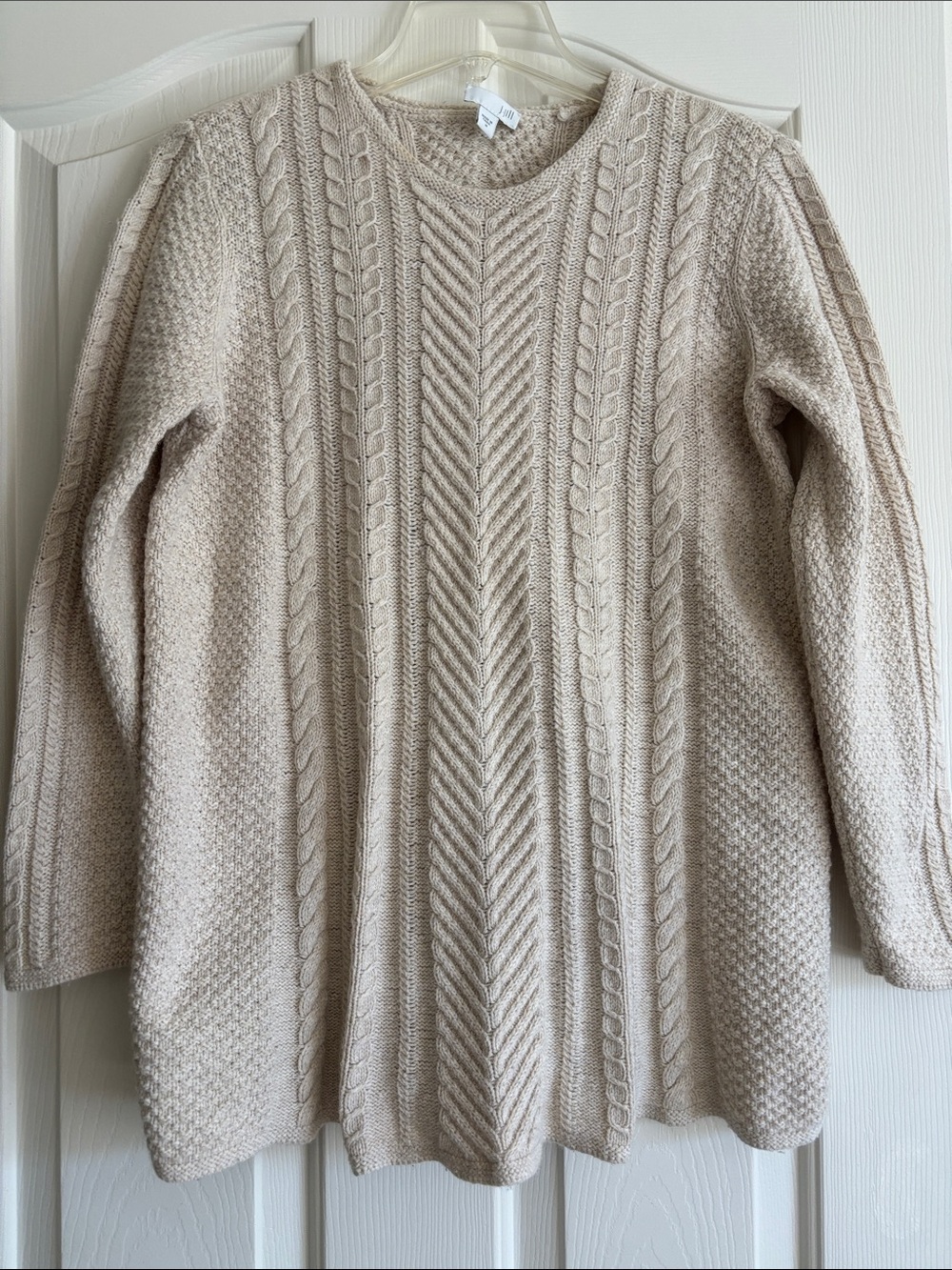 J. Jill Cable Knit Scoop Neck Sweater in Cream